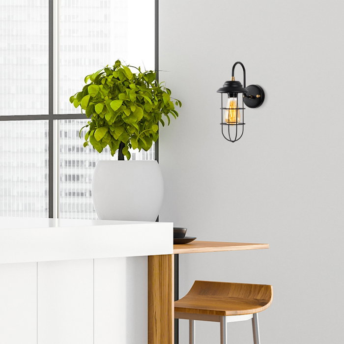 Opviq Mahoni - 13205 Lámpara de pared Negro y Oro